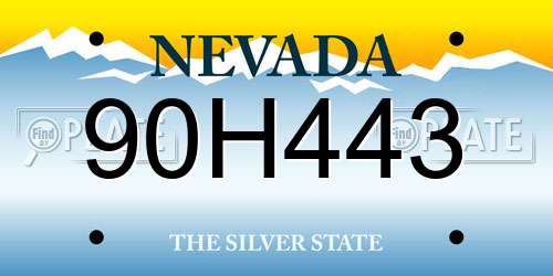 90H443 Nevada License Plate