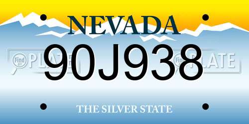 90J938 Nevada License Plate