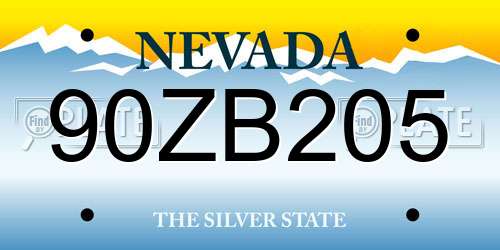 90ZB205 Nevada License Plate