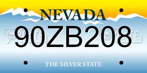 90ZB208 Nevada License Plate