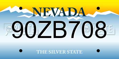 90ZB708 Nevada License Plate