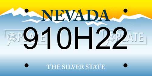910H22 Nevada License Plate