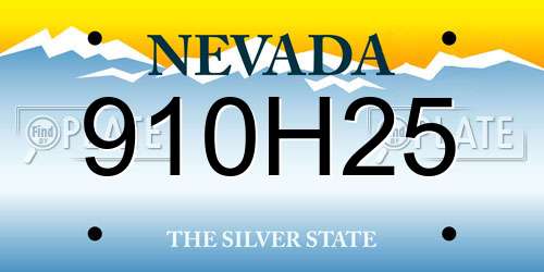 910H25 Nevada License Plate