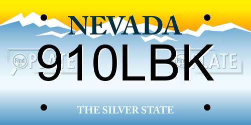 910LBK Nevada License Plate