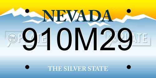 910M29 Nevada License Plate