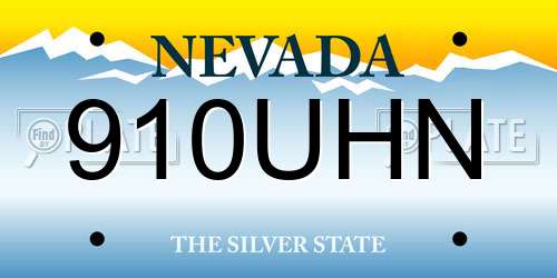 910UHN Nevada License Plate