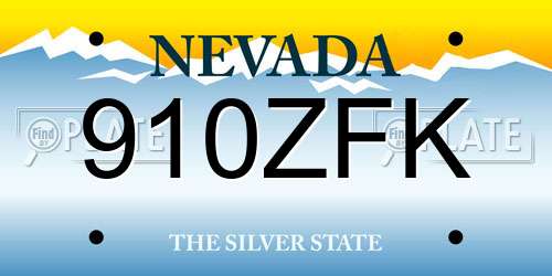 910ZFK Nevada License Plate