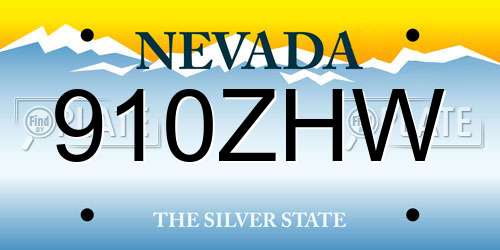 910ZHW Nevada License Plate
