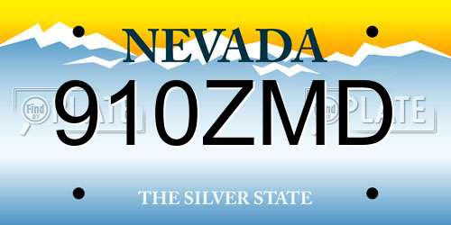 910ZMD Nevada License Plate