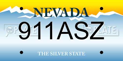911ASZ Nevada License Plate