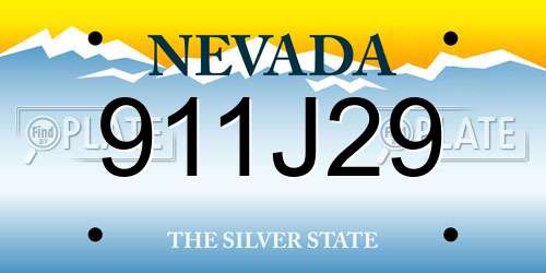 911J29 Nevada License Plate