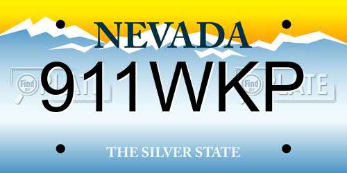 911WKP Nevada License Plate