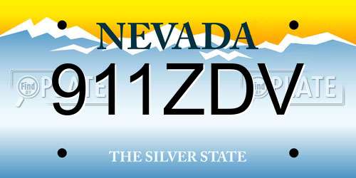 911ZDV Nevada License Plate