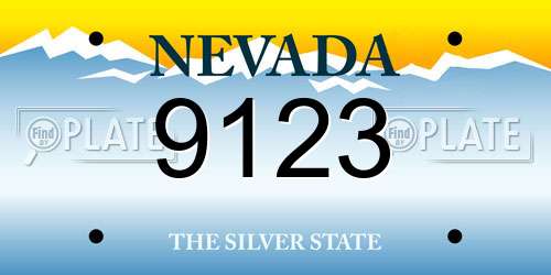 9123 Nevada License Plate