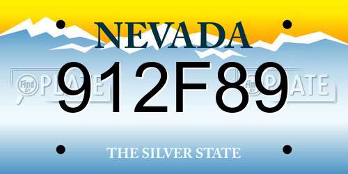 912F89 Nevada License Plate