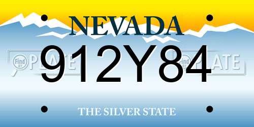 912Y84 Nevada License Plate