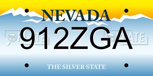912ZGA Nevada License Plate