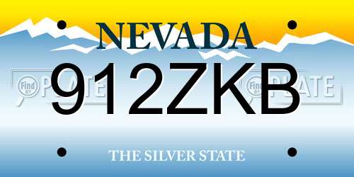 912ZKB Nevada License Plate