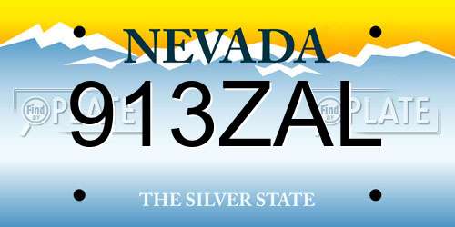 913ZAL Nevada License Plate