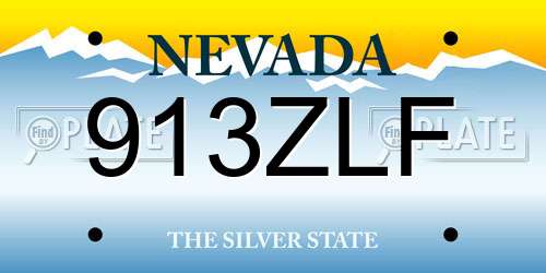 913ZLF Nevada License Plate
