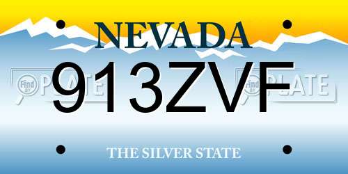 913ZVF Nevada License Plate