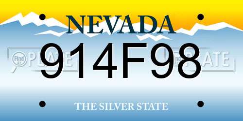 914F98 Nevada License Plate