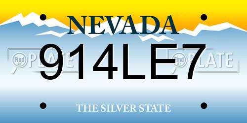 914LE7 Nevada License Plate