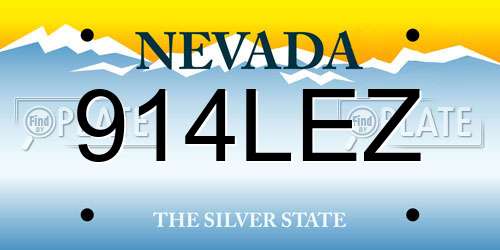 914LEZ Nevada License Plate