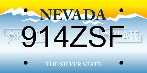 914ZSF Nevada License Plate