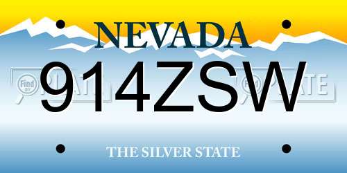914ZSW Nevada License Plate