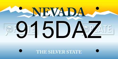 915DAZ Nevada License Plate