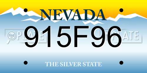 915F96 Nevada License Plate