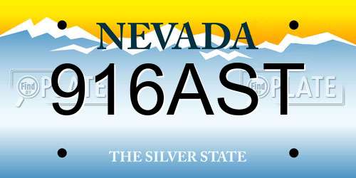 916AST Nevada License Plate