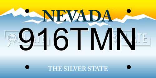 916TMN Nevada License Plate