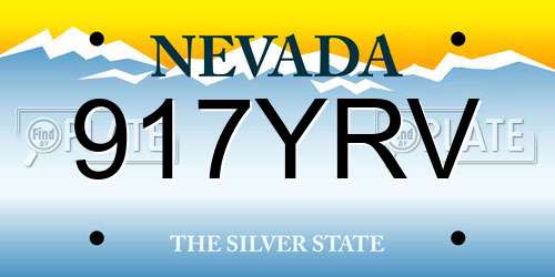 917YRV Nevada License Plate