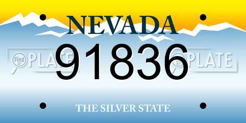 91836 Nevada License Plate
