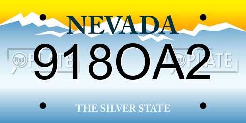 918OA2 Nevada License Plate