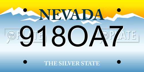 918OA7 Nevada License Plate
