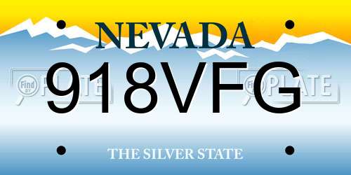 918VFG Nevada License Plate