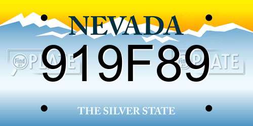919F89 Nevada License Plate