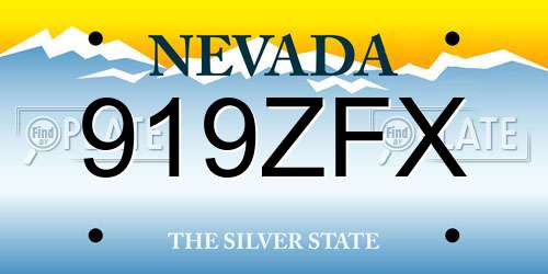 919ZFX Nevada License Plate