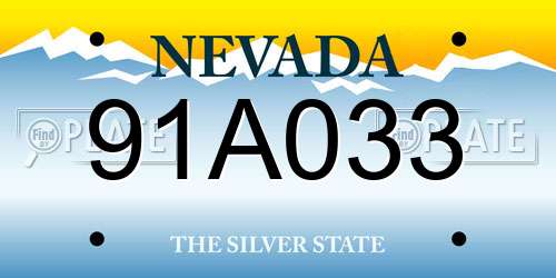 91A033 Nevada License Plate