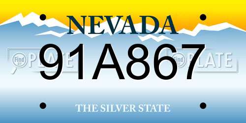 91A867 Nevada License Plate