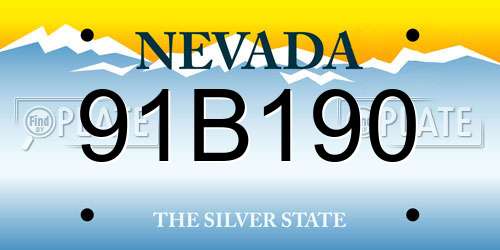 91B190 Nevada License Plate