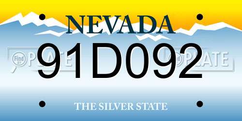 91D092 Nevada License Plate
