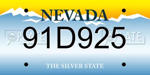 91D925 Nevada License Plate