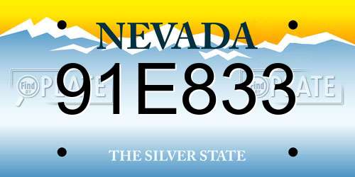 91E833 Nevada License Plate