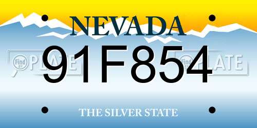 91F854 Nevada License Plate