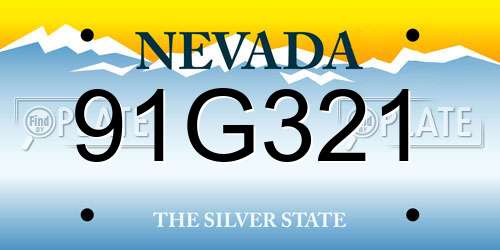 91G321 Nevada License Plate