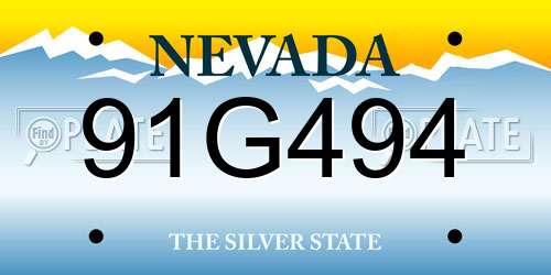 91G494 Nevada License Plate